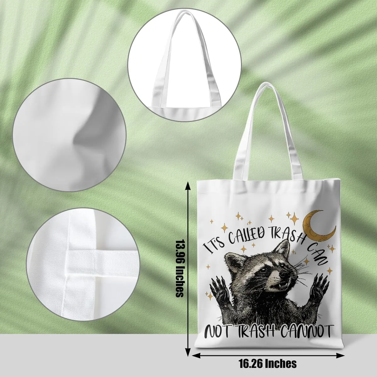 Funny Raccoon Tote Bag Cute Frogs Western Stuff Raccoon Frog Gifts for Women Friend Reusable Grocery Bags for Camping