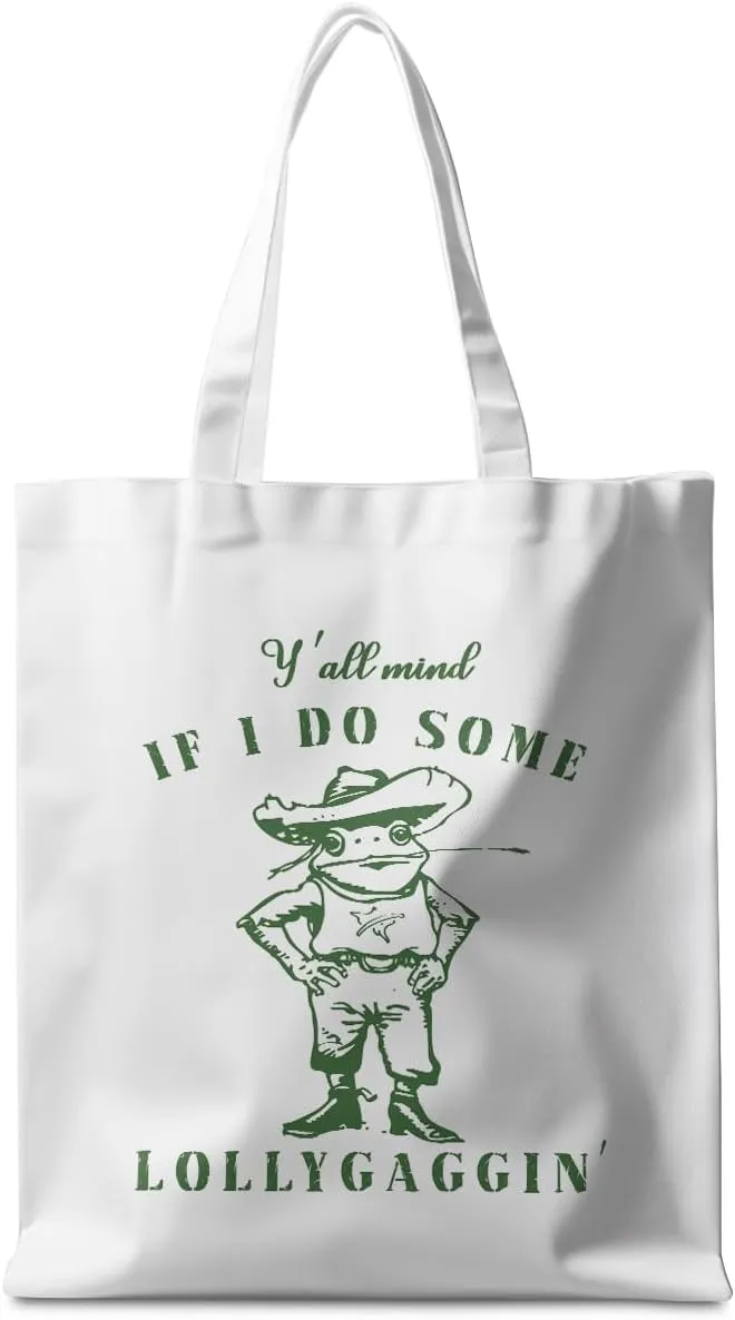 Funny Raccoon Tote Bag Cute Frogs Western Stuff Raccoon Frog Gifts for Women Friend Reusable Grocery Bags for Camping