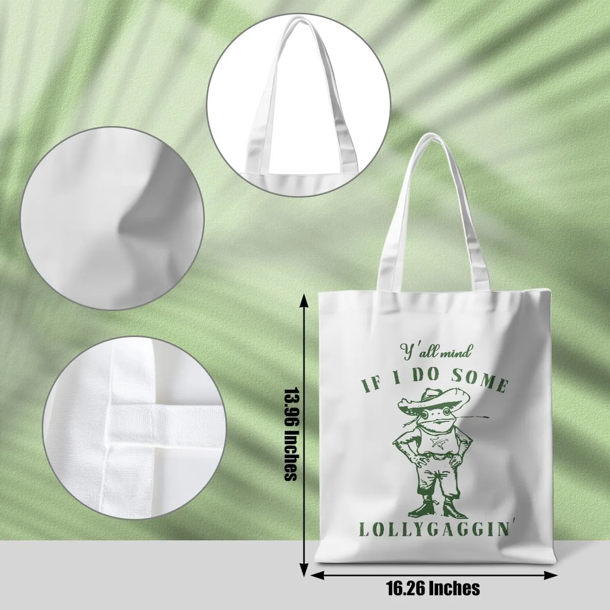 Funny Raccoon Tote Bag Cute Frogs Western Stuff Raccoon Frog Gifts for Women Friend Reusable Grocery Bags for Camping