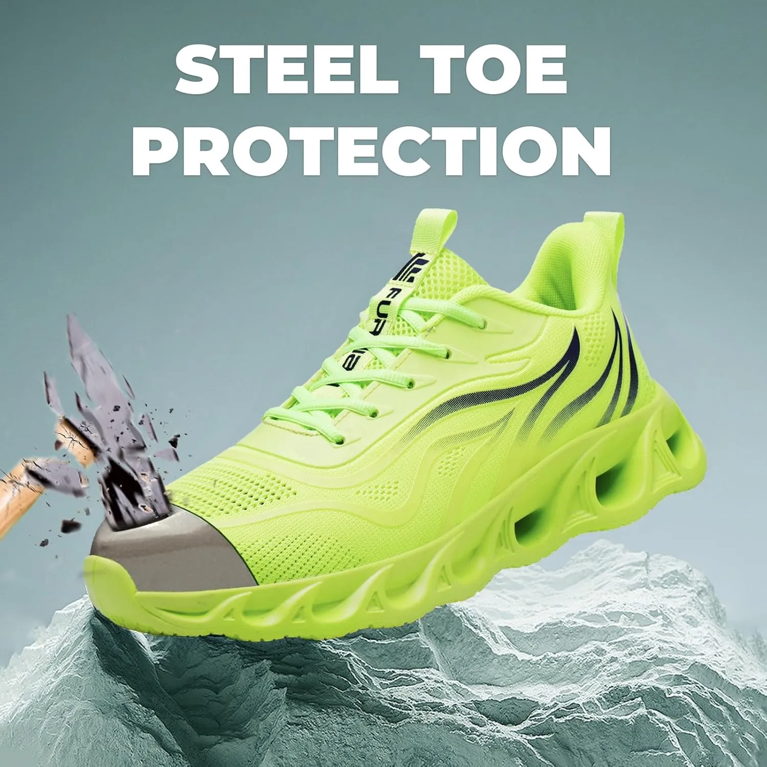 Furuian Steel Toe Shoes for Men Women Lightweight Indestructible Safety Shoes Comfortable Steel Toe Sneakers Puncture Proof Work Shoes
