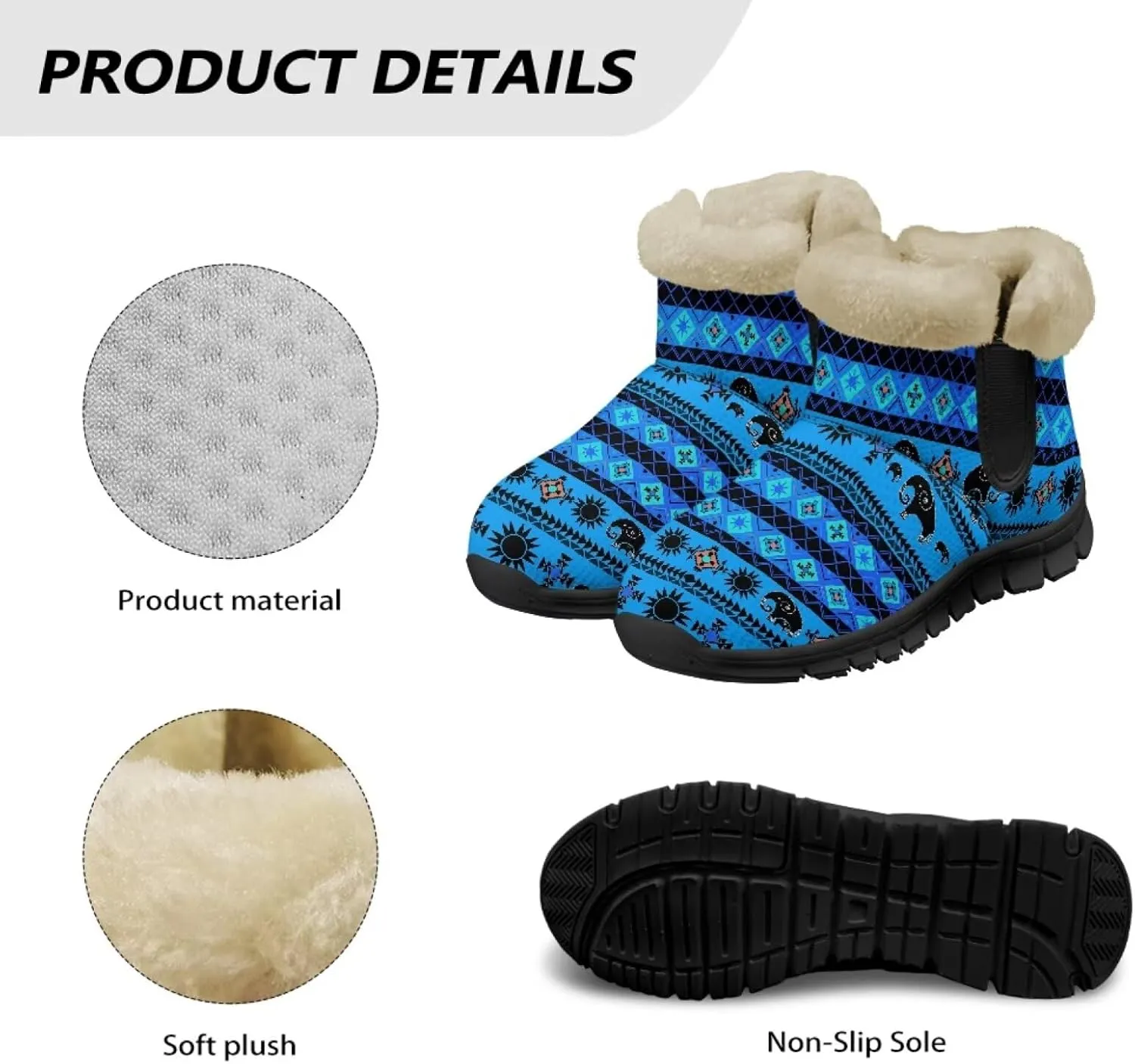 Fuzzy Boots for Women Winter Insulated Comfortable Booties with Warm Fur Lined Water Resistant Anti-Slip Ankle Boot for Outdoor Walking