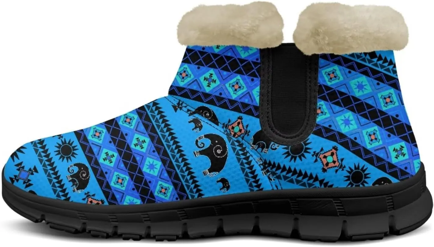 Fuzzy Boots for Women Winter Insulated Comfortable Booties with Warm Fur Lined Water Resistant Anti-Slip Ankle Boot for Outdoor Walking