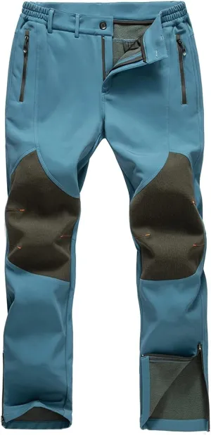 Gash Hao Mens Snow Ski Waterproof Softshell Snowboard Pants Outdoor Hiking Fleece Lined Zipper Bottom Leg