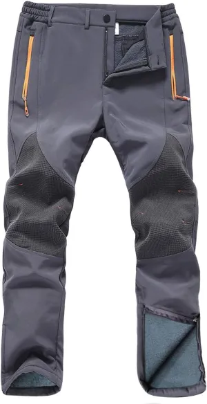 Gash Hao Mens Snow Ski Waterproof Softshell Snowboard Pants Outdoor Hiking Fleece Lined Zipper Bottom Leg