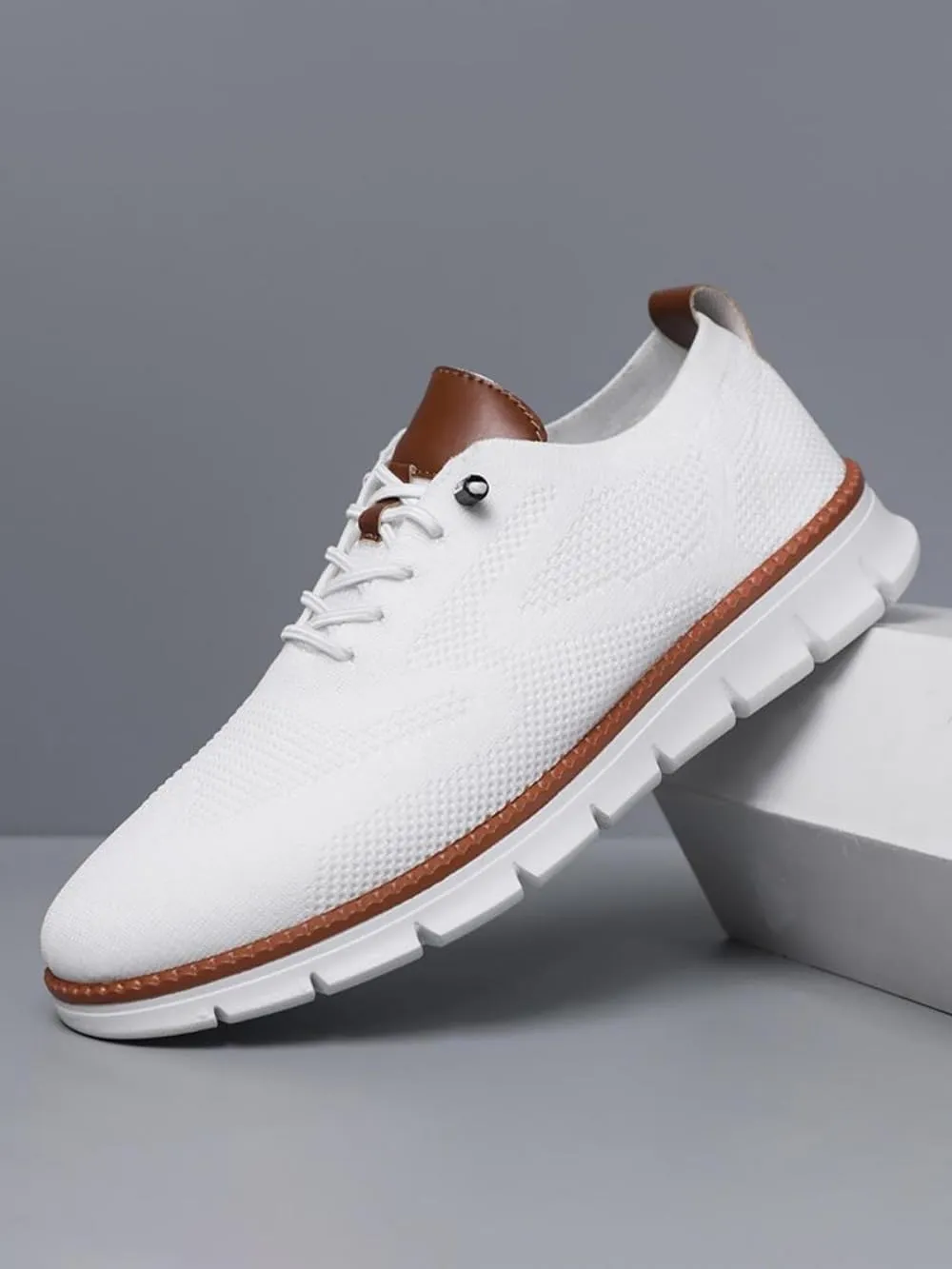 Geerta Men's Business Low Top Minimalist Sneakers, Casual Breathable Comfortable Thick Bottom Formal Shoes, Fashionable Lightweight Shoes for Daily Wear, Men's Running Sneakers Tennis Gym Workout