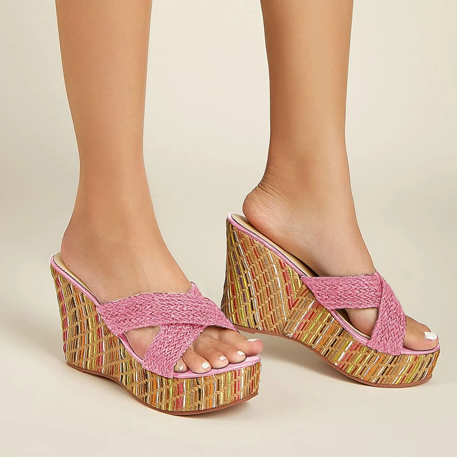 getmorebeauty Wedge Sandals for Women Casual Summer Slide Platform Sandals