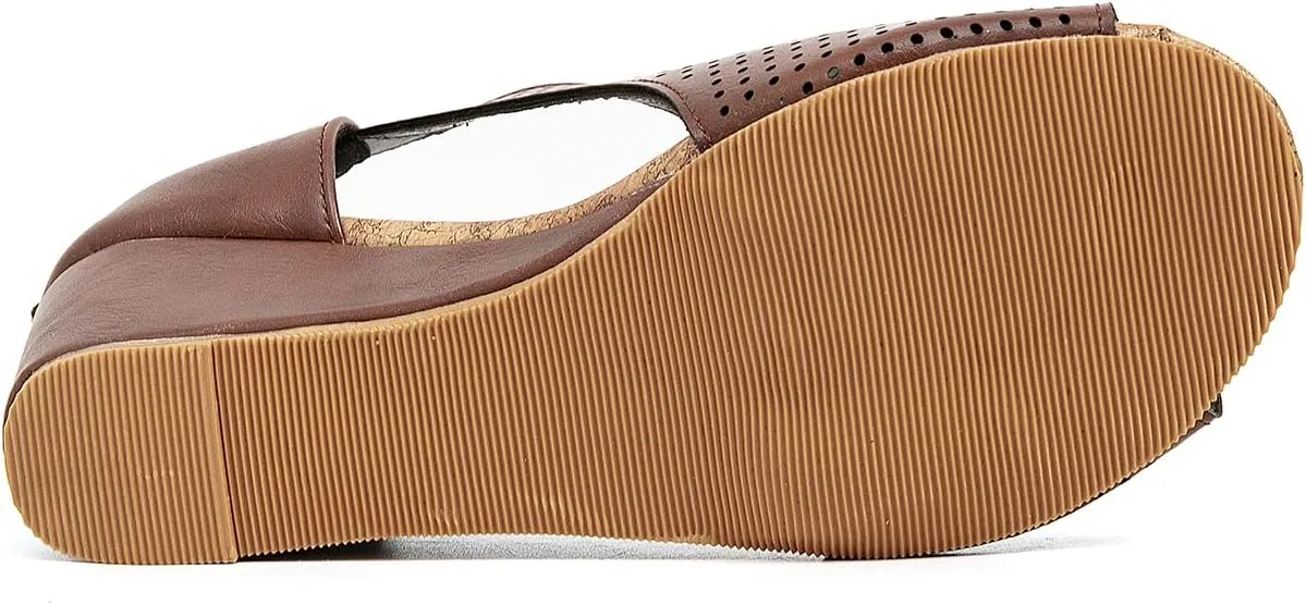 getmorebeauty Women's Side Cutout Wedge Sandals Back Zipper Open Toe Slides Breathable Hollow Mid Heel Summer Shoes