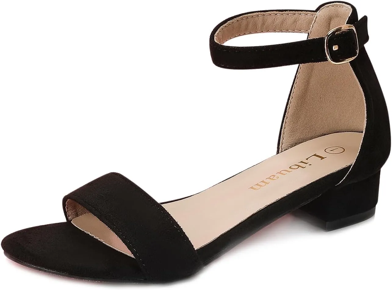 Girls fashion Sandals Heels Dress Pump Ankle Strap Open Toe Flower Girl Wedding Party for Little Big Kid