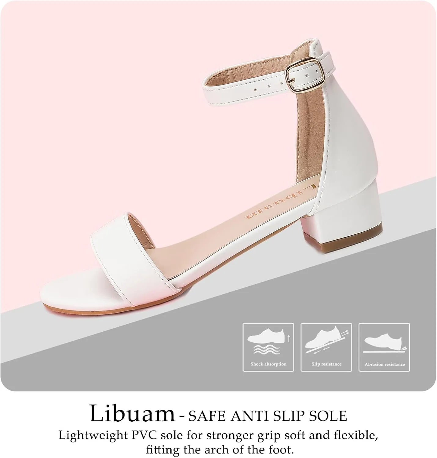 Girls fashion Sandals Heels Dress Pump Ankle Strap Open Toe Flower Girl Wedding Party for Little Big Kid
