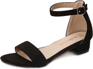 Girls fashion Sandals Heels Dress Pump Ankle Strap Open Toe Flower Girl Wedding Party for Little Big Kid