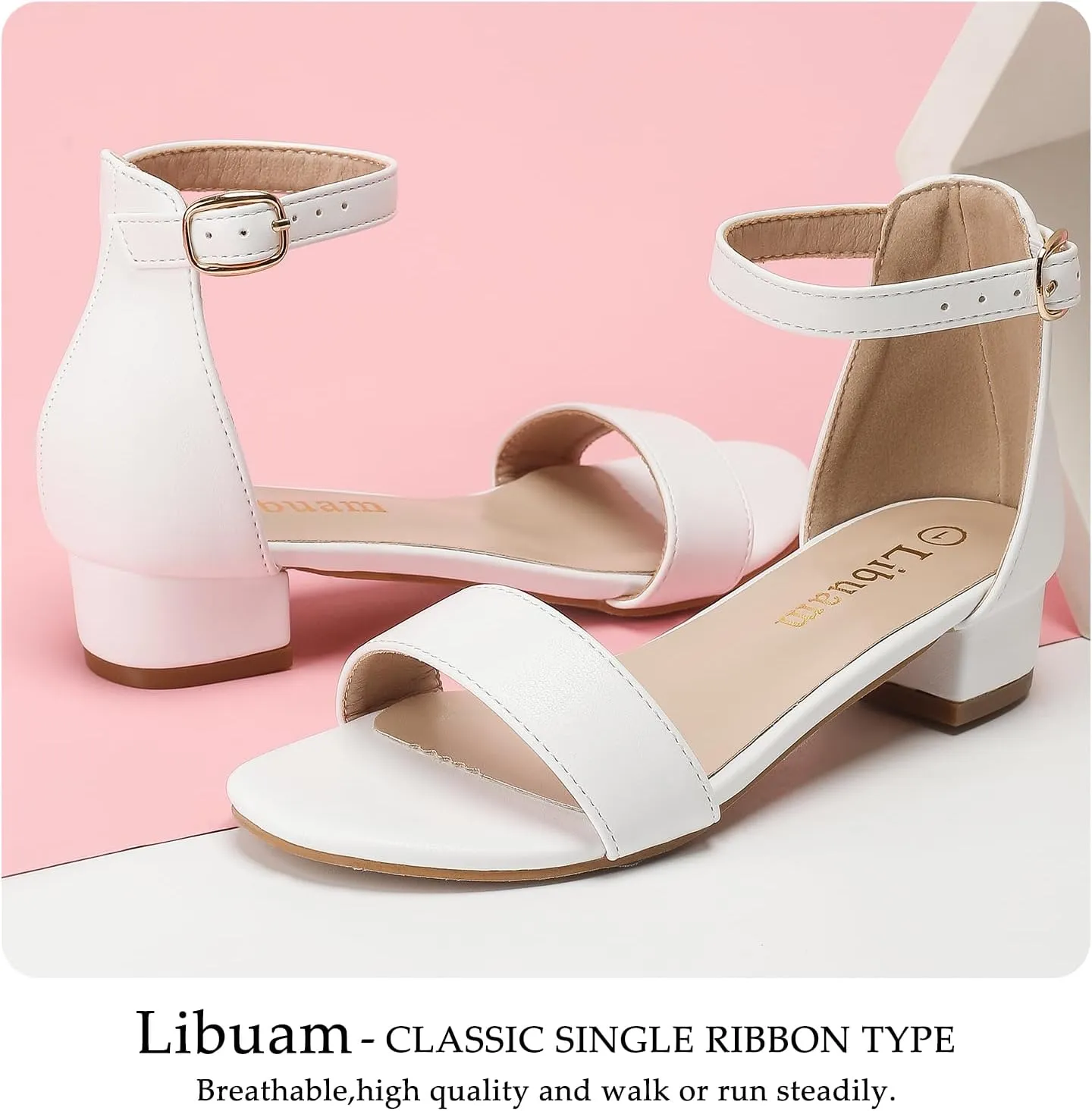 Girls fashion Sandals Heels Dress Pump Ankle Strap Open Toe Flower Girl Wedding Party for Little Big Kid