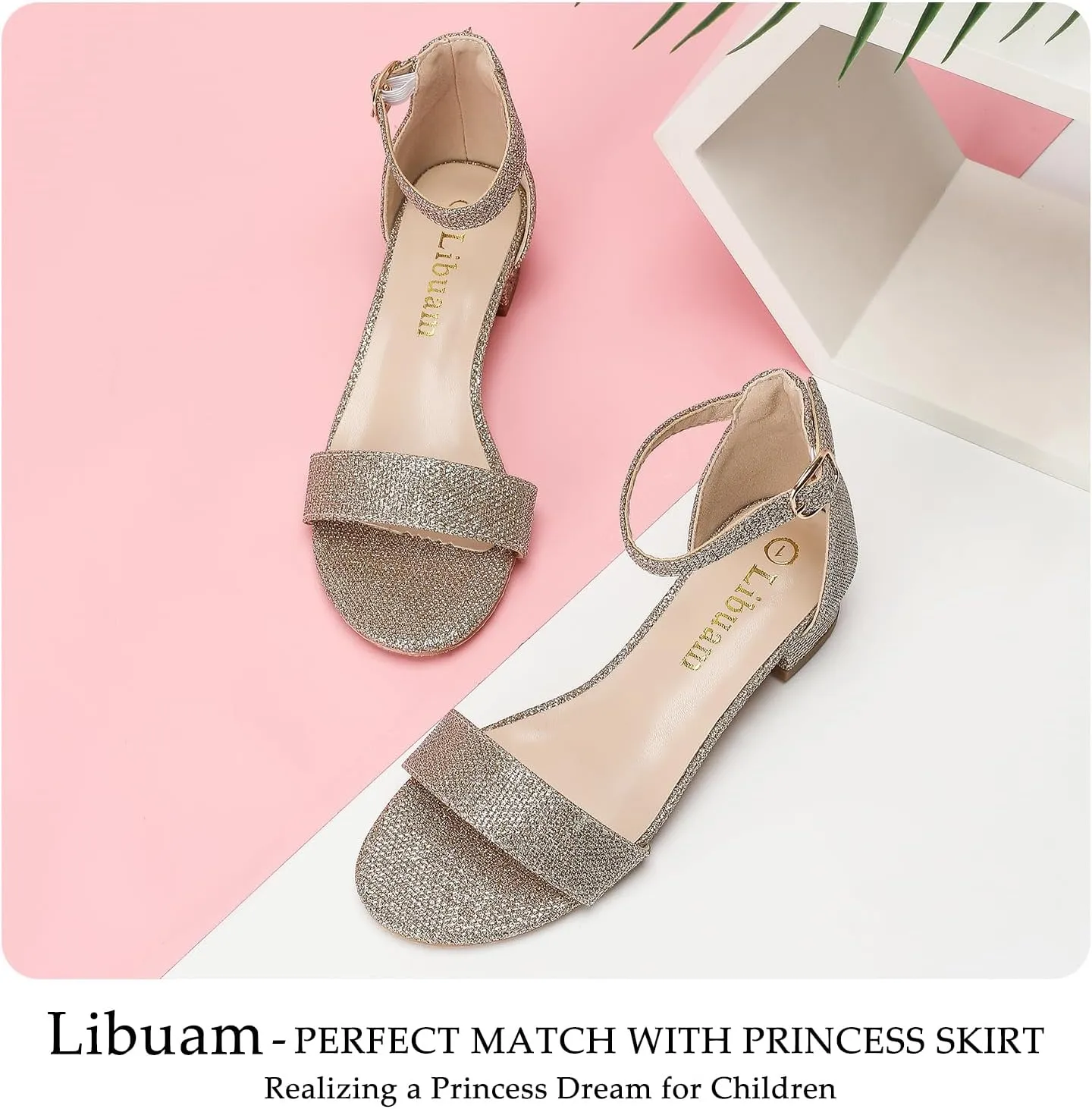 Girls fashion Sandals Heels Dress Pump Ankle Strap Open Toe Flower Girl Wedding Party for Little Big Kid