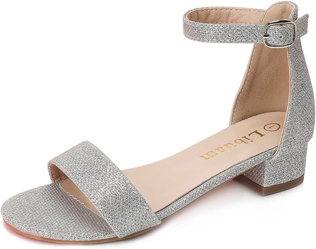 Girls fashion Sandals Heels Dress Pump Ankle Strap Open Toe Flower Girl Wedding Party for Little Big Kid