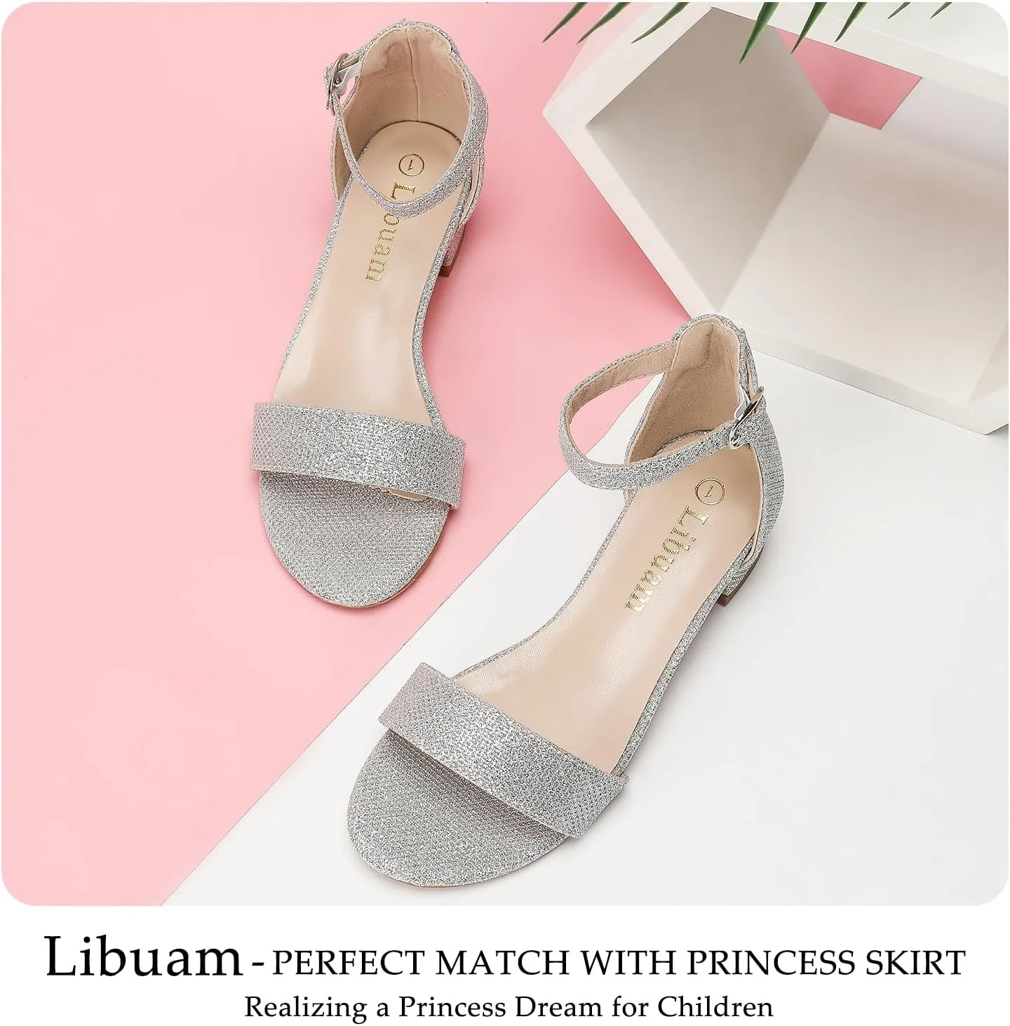 Girls fashion Sandals Heels Dress Pump Ankle Strap Open Toe Flower Girl Wedding Party for Little Big Kid