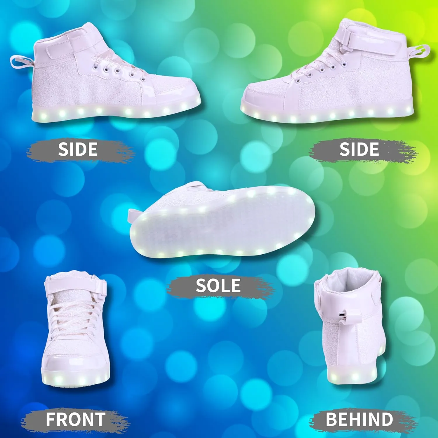 Glitter Led Shoes Light Up Shoes High Top Sneakers for Women Men Flashing Dancing Shoes for Halloween Christmas Party with USB Charging