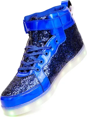 Glitter Led Shoes Light Up Shoes High Top Sneakers for Women Men Flashing Dancing Shoes for Halloween Christmas Party with USB Charging