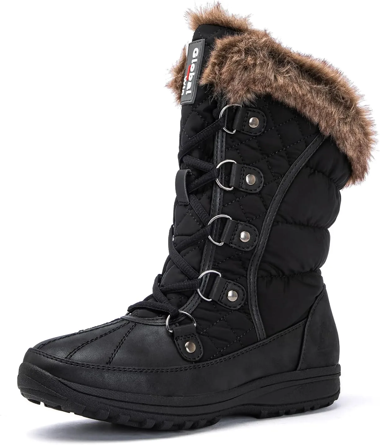 GLOBALWIN Women's Snow Boots Mid Calf Warm Winter Fashion Boots Comfortable Lace-UpWaterproof Boots Insulated Non-Slip Outdoor Shoes for Women
