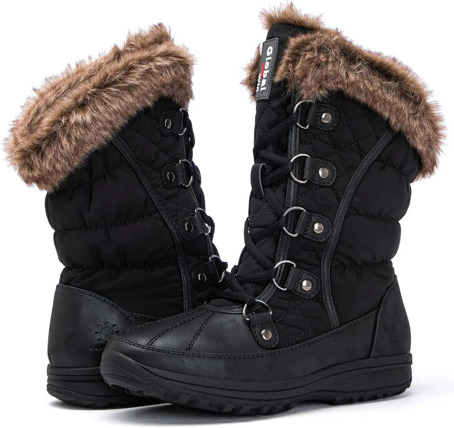 GLOBALWIN Women's Snow Boots Mid Calf Warm Winter Fashion Boots Comfortable Lace-UpWaterproof Boots Insulated Non-Slip Outdoor Shoes for Women