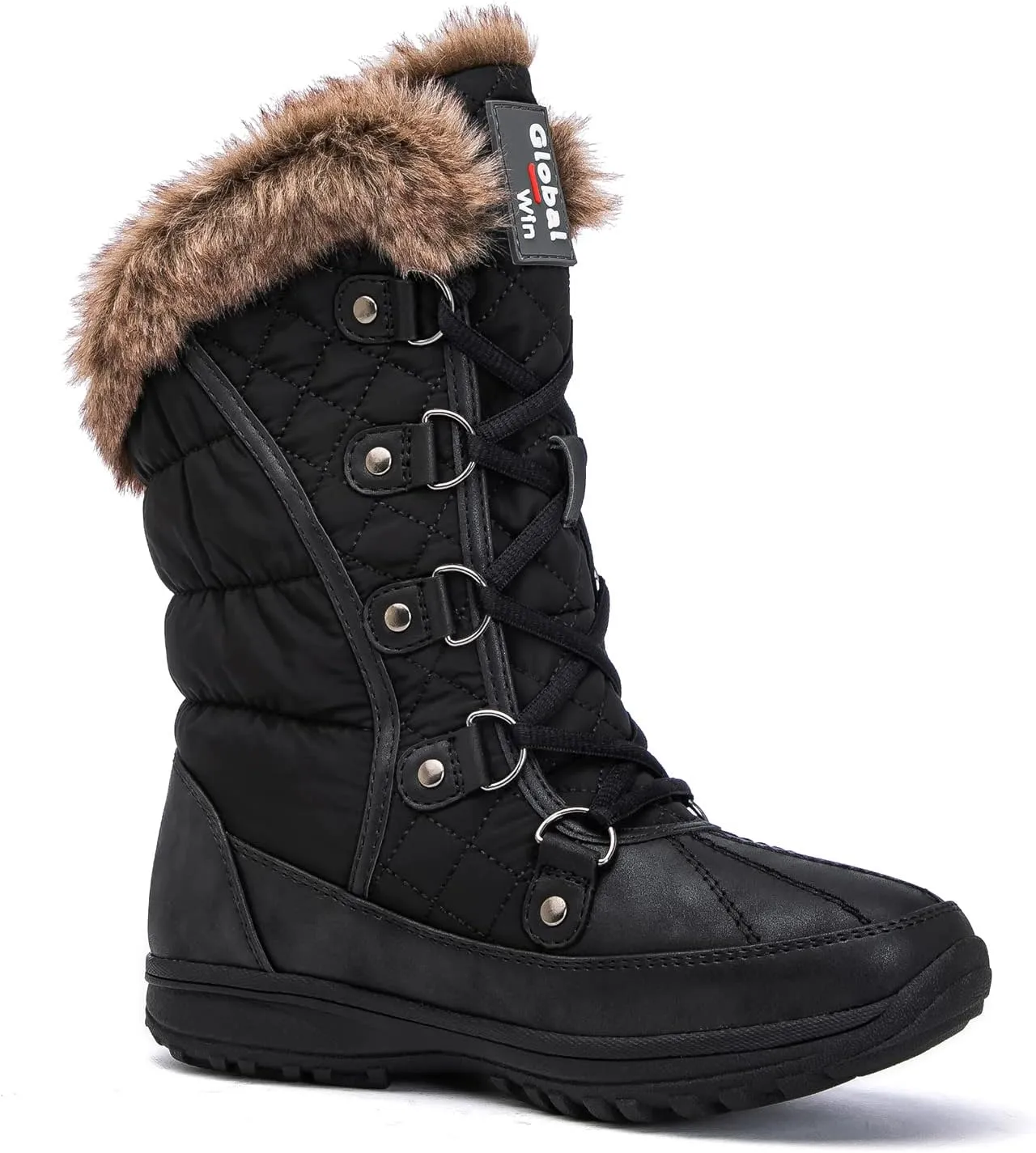GLOBALWIN Women's Snow Boots Mid Calf Warm Winter Fashion Boots Comfortable Lace-UpWaterproof Boots Insulated Non-Slip Outdoor Shoes for Women