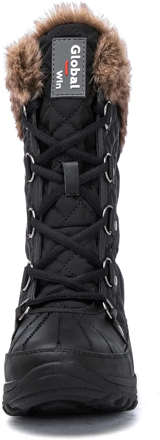 GLOBALWIN Women's Snow Boots Mid Calf Warm Winter Fashion Boots Comfortable Lace-UpWaterproof Boots Insulated Non-Slip Outdoor Shoes for Women