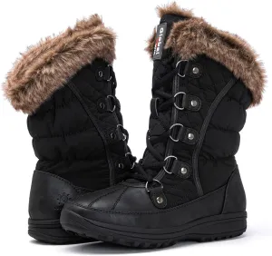 GLOBALWIN Women's Snow Boots Mid Calf Warm Winter Fashion Boots Comfortable Lace-UpWaterproof Boots Insulated Non-Slip Outdoor Shoes for Women