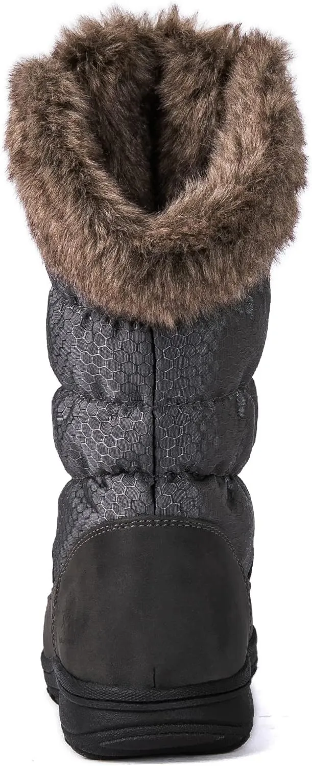 GLOBALWIN Women's Snow Boots Mid Calf Warm Winter Fashion Boots Comfortable Lace-UpWaterproof Boots Insulated Non-Slip Outdoor Shoes for Women