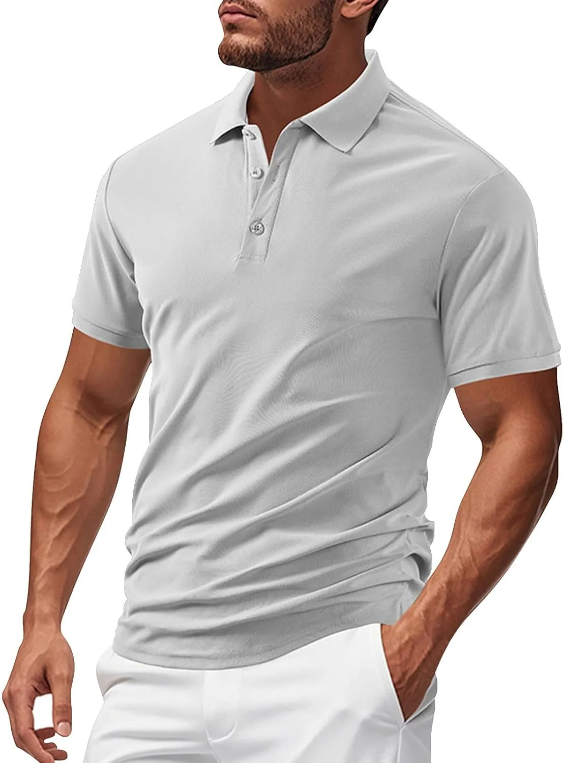 Golf Shirts for Men Performance Short Sleeve Sports Tactical T-Shirt Athletic Moisture Wicking Gym Tees Workout Tops
