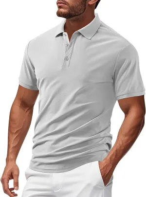 Golf Shirts for Men Performance Short Sleeve Sports Tactical T-Shirt Athletic Moisture Wicking Gym Tees Workout Tops