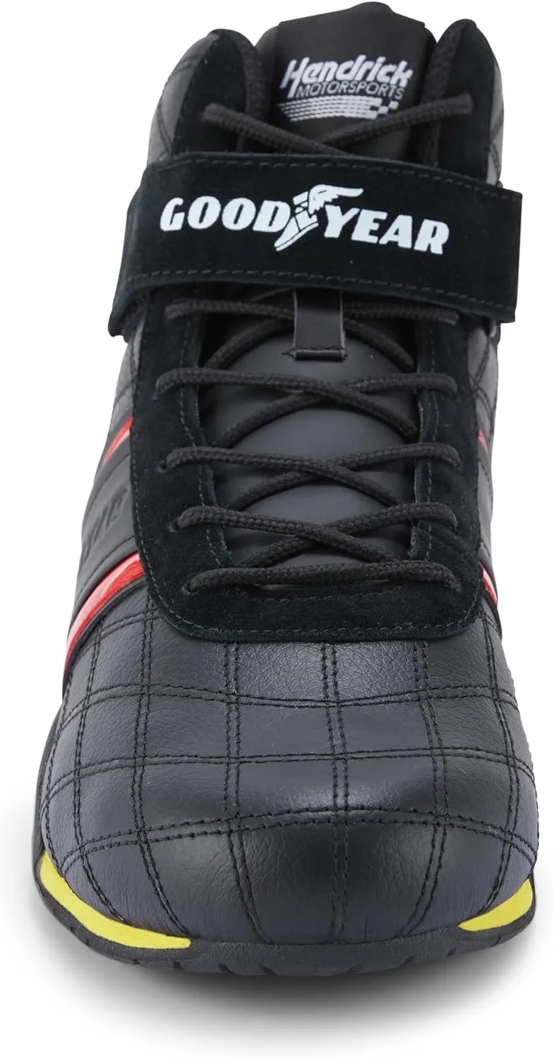 Goodyear Racing Mens Driving Sneakers Hendrick Motorsports Accelerate High Top Athletic Leather Racing Shoes for Adults Performance Footwear with Non-Slip EVA Rubber Soles