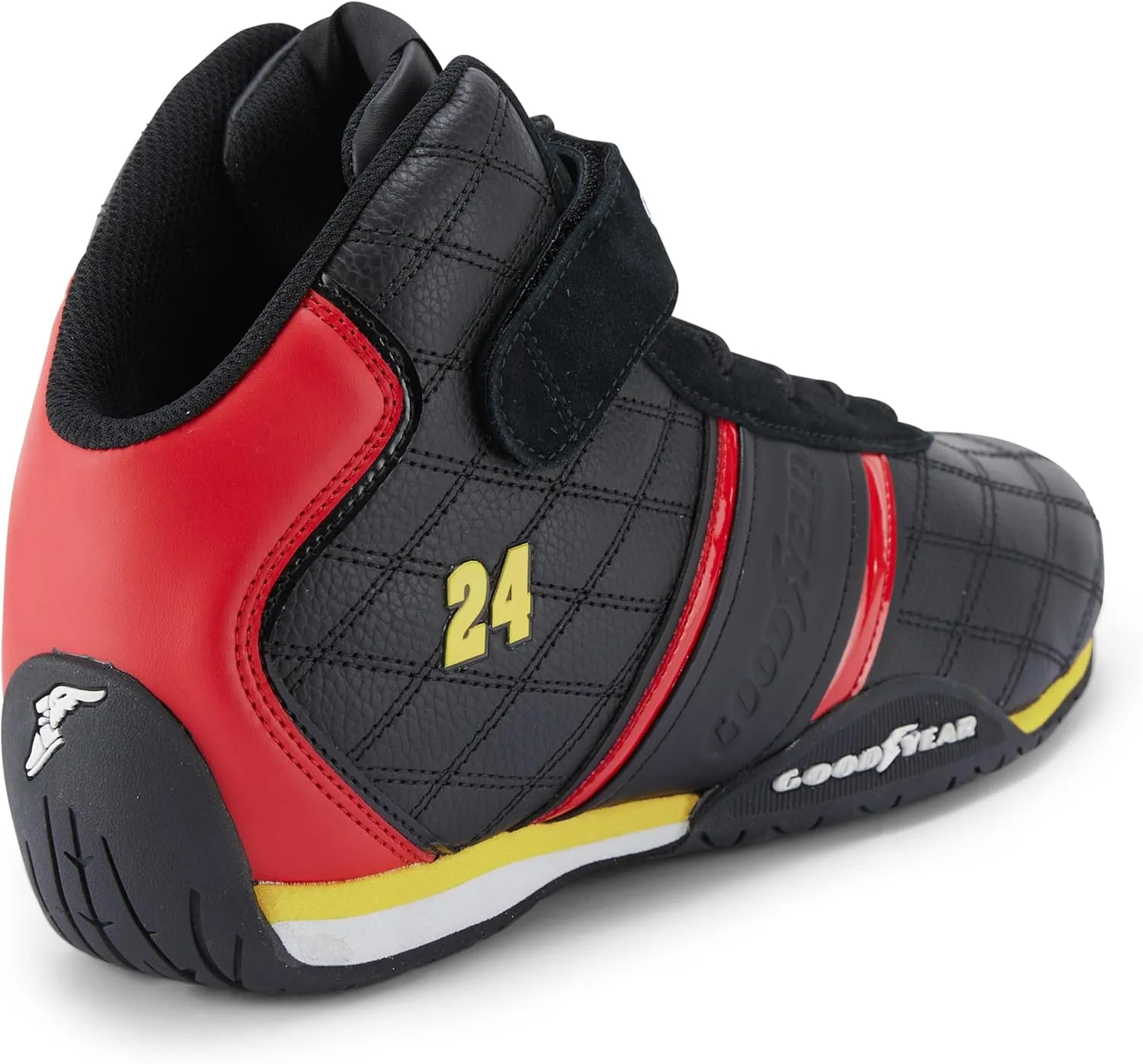 Goodyear Racing Mens Driving Sneakers Hendrick Motorsports Accelerate High Top Athletic Leather Racing Shoes for Adults Performance Footwear with Non-Slip EVA Rubber Soles