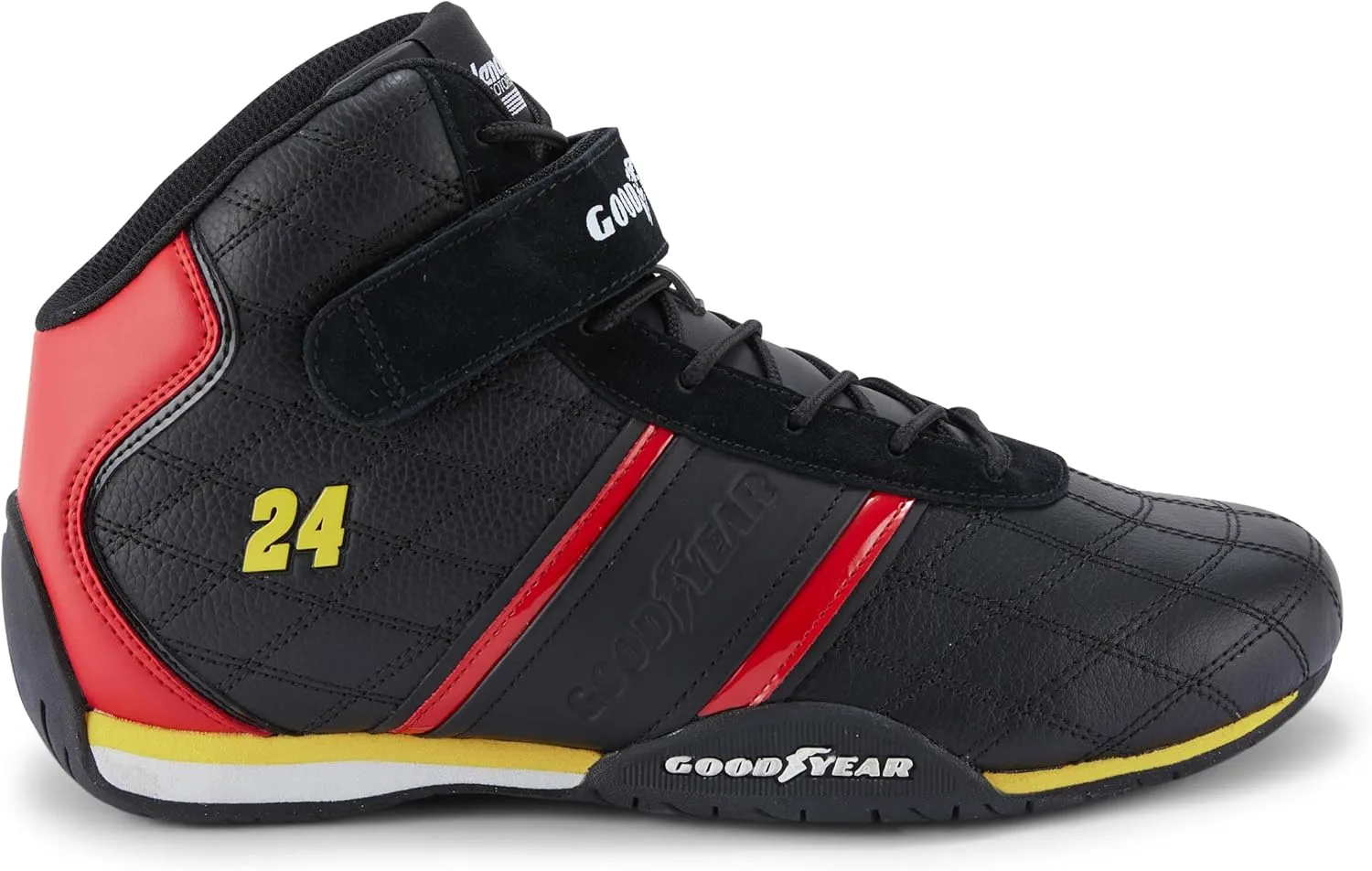 Goodyear Racing Mens Driving Sneakers Hendrick Motorsports Accelerate High Top Athletic Leather Racing Shoes for Adults Performance Footwear with Non-Slip EVA Rubber Soles
