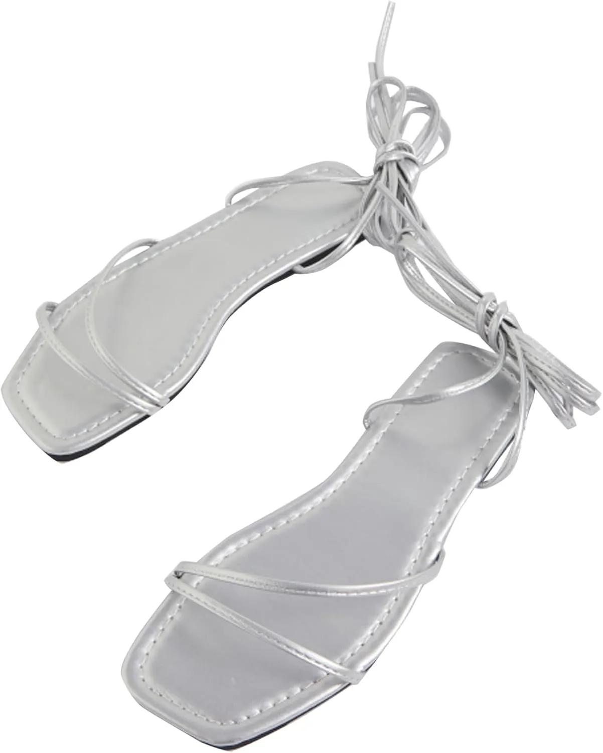 GORGLITTER Women's Lace Up Gladiator Sandals Trendy 2025 Criss Cross Strappy Sandals Cute Tie Up Flats