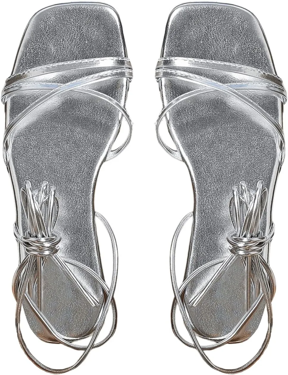 GORGLITTER Women's Strappy Sandals Gladiator Lace Up Flat Dress Slip On Slide Shoes
