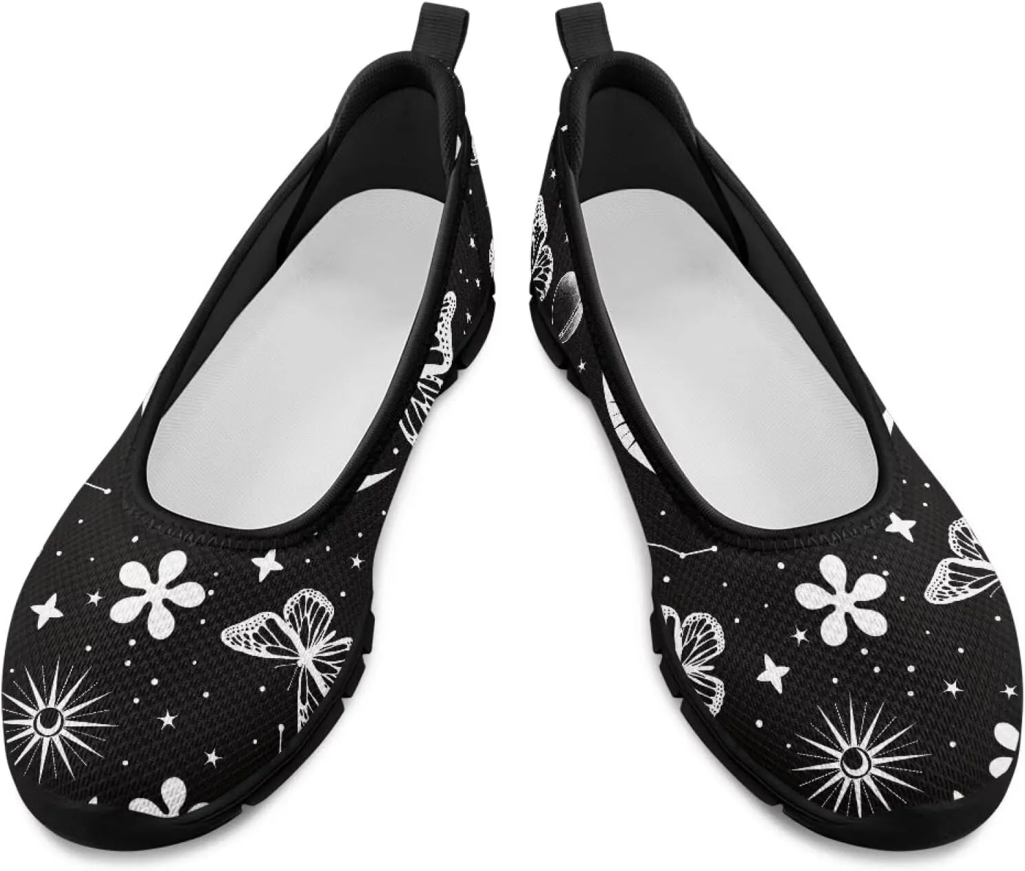 GOSTONG Women's Flats Slip On Go Walk Shoes Comfort Walking Sneakers Mesh Low Arch Casual Party Flat Shoes Black Sole Size 6-11