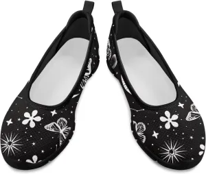 GOSTONG Women's Flats Slip On Go Walk Shoes Comfort Walking Sneakers Mesh Low Arch Casual Party Flat Shoes Black Sole Size 6-11