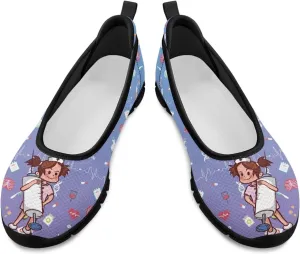 GOSTONG Women's Flats Slip On Go Walk Shoes Comfort Walking Sneakers Mesh Low Arch Casual Party Flat Shoes Black Sole Size 6-11