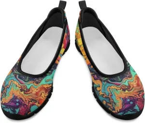 GOSTONG Women's Flats Slip On Go Walk Shoes Comfort Walking Sneakers Mesh Low Arch Casual Party Flat Shoes Black Sole Size 6-11