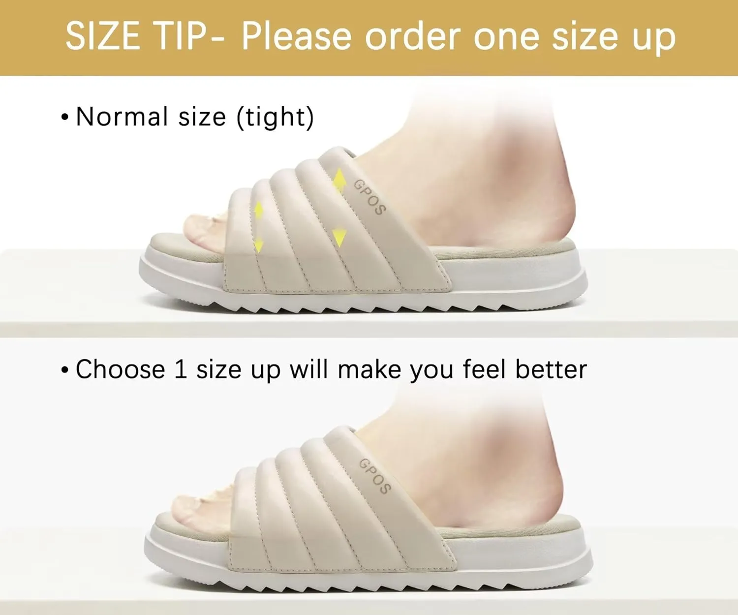 GPOS Womens Slides with Memory Foam Soft Cushioned Cozy House Slippers for Woman Comfy Open Toe Ladies Sandals Leather Slip on Bedroom Shoes Plantar Fasciitis Indoor Outdoor