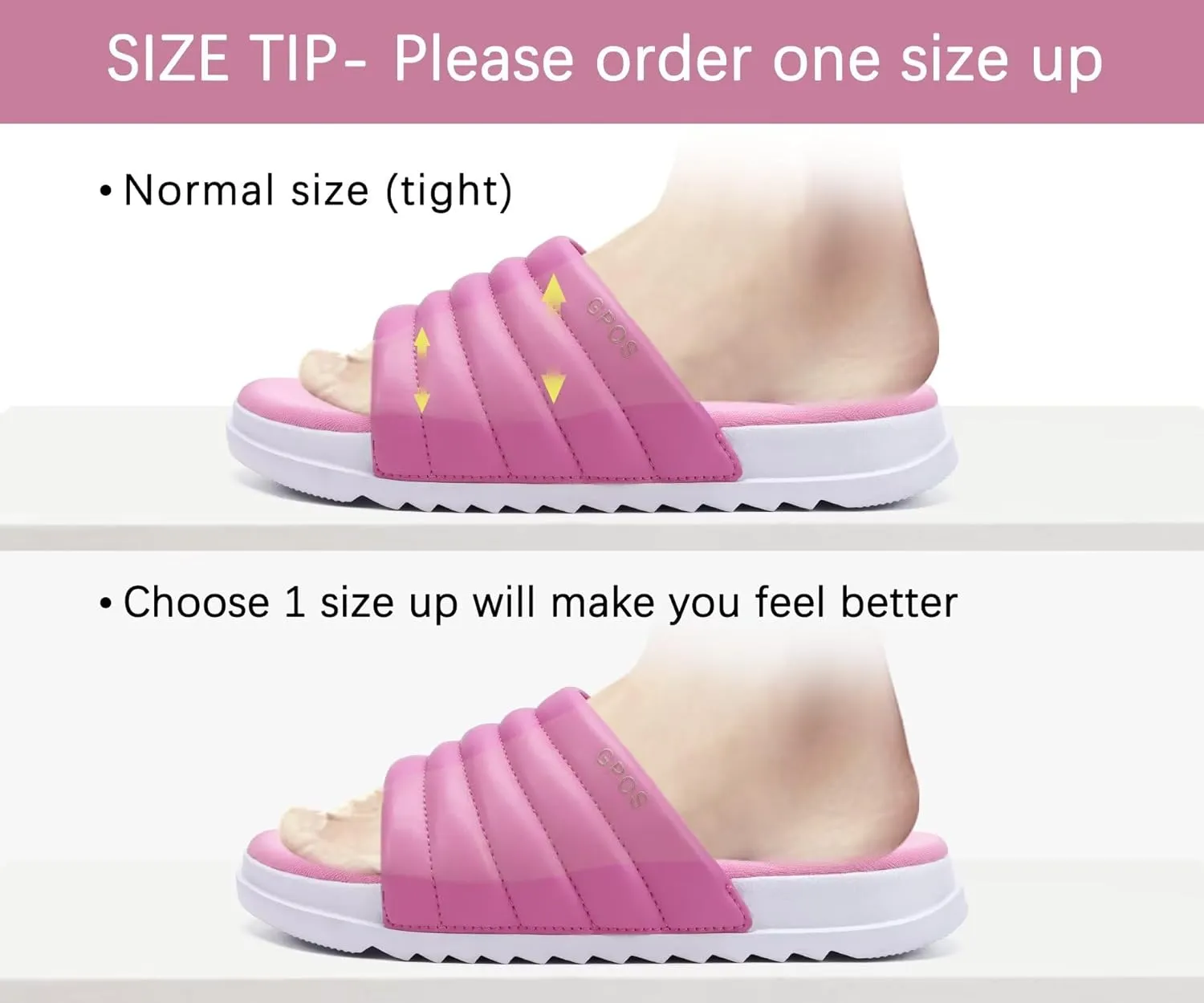 GPOS Womens Slides with Memory Foam Soft Cushioned Cozy House Slippers for Woman Comfy Open Toe Ladies Sandals Leather Slip on Bedroom Shoes Plantar Fasciitis Indoor Outdoor