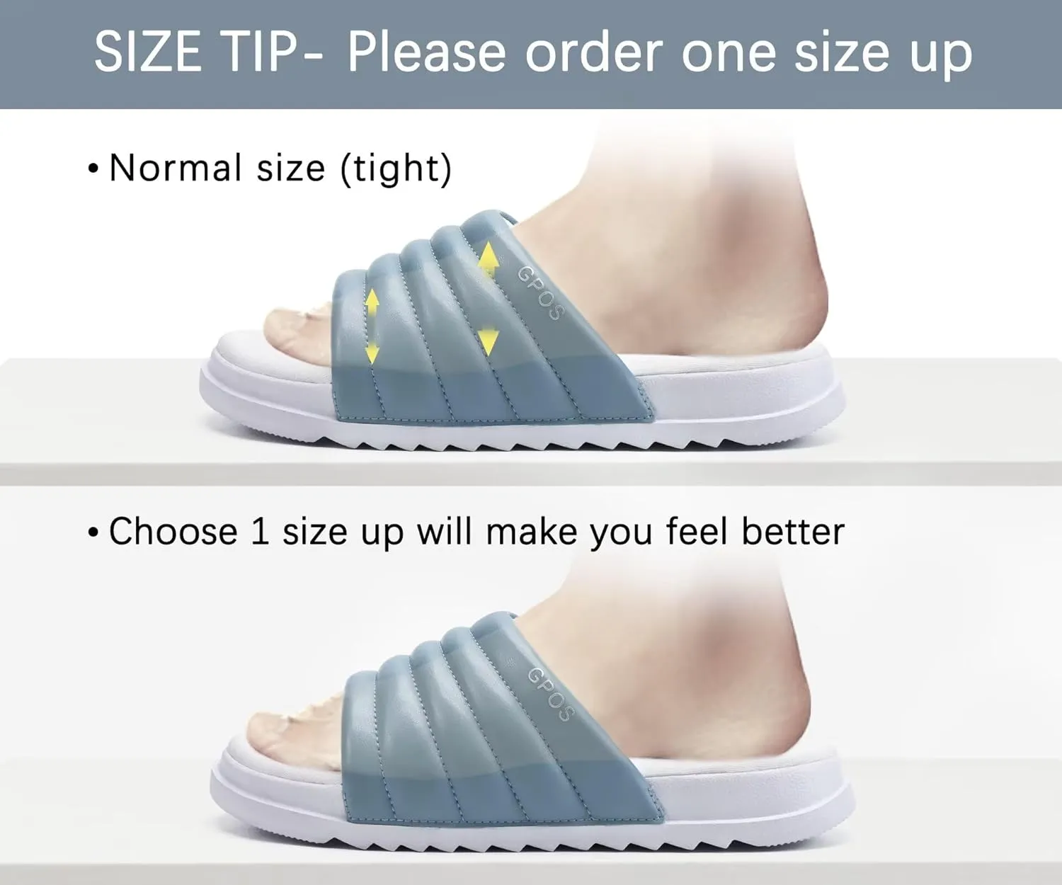 GPOS Womens Slides with Memory Foam Soft Cushioned Cozy House Slippers for Woman Comfy Open Toe Ladies Sandals Leather Slip on Bedroom Shoes Plantar Fasciitis Indoor Outdoor