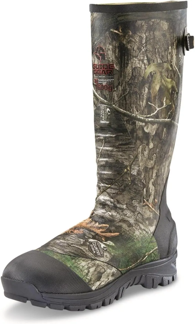 Guide Gear Men's Ankle Fit Camo Hunting Insulated Rubber Boots Waterproof Muck Rain Shoes, 1,600-gram
