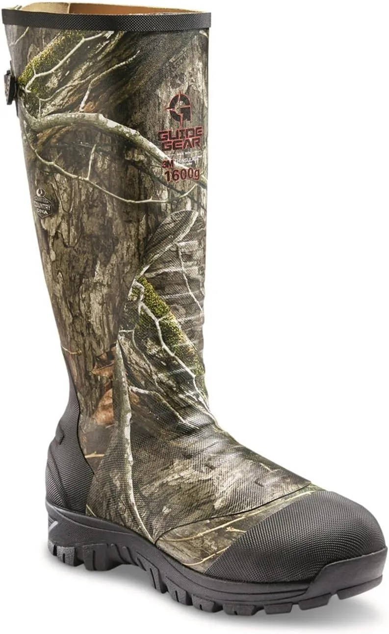 Guide Gear Men's Ankle Fit Camo Hunting Insulated Rubber Boots Waterproof Muck Rain Shoes, 1,600-gram