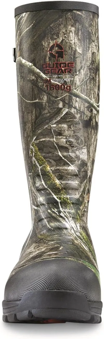 Guide Gear Men's Ankle Fit Camo Hunting Insulated Rubber Boots Waterproof Muck Rain Shoes, 1,600-gram