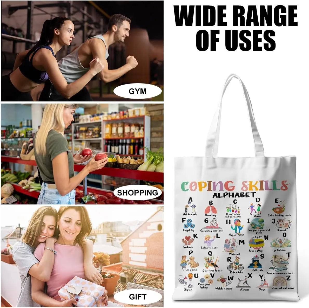 Halloween Stuff Skull Ghost Tote Bag Cat Lover Gifts for Fall Reusable Grocery Bags Wildflower Cute Tote