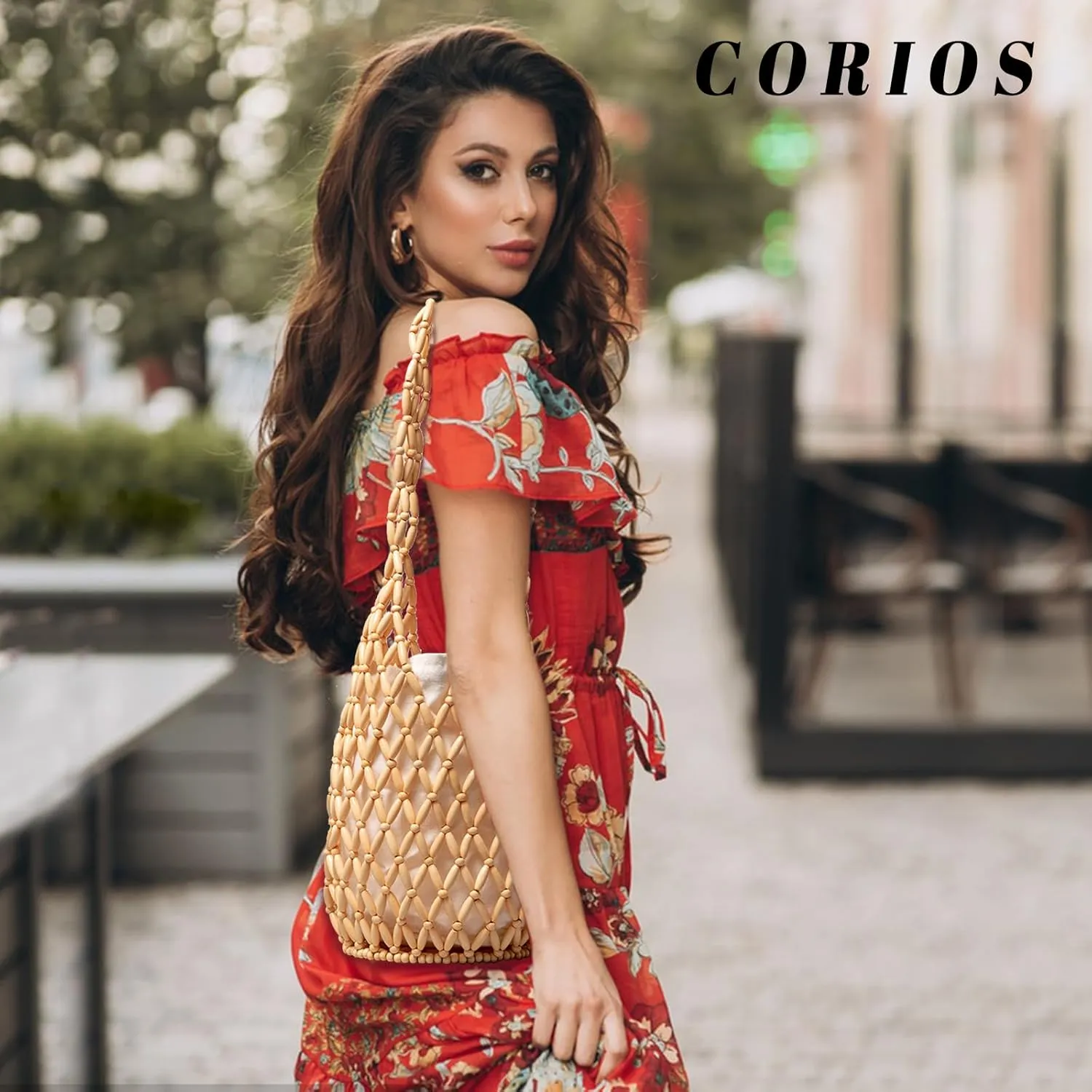 Handmade Woven Bucket Bag Drawstring Handbag for Women Summer Beach Bag Bohemian Clutch Bag Retro Top-handle Bag