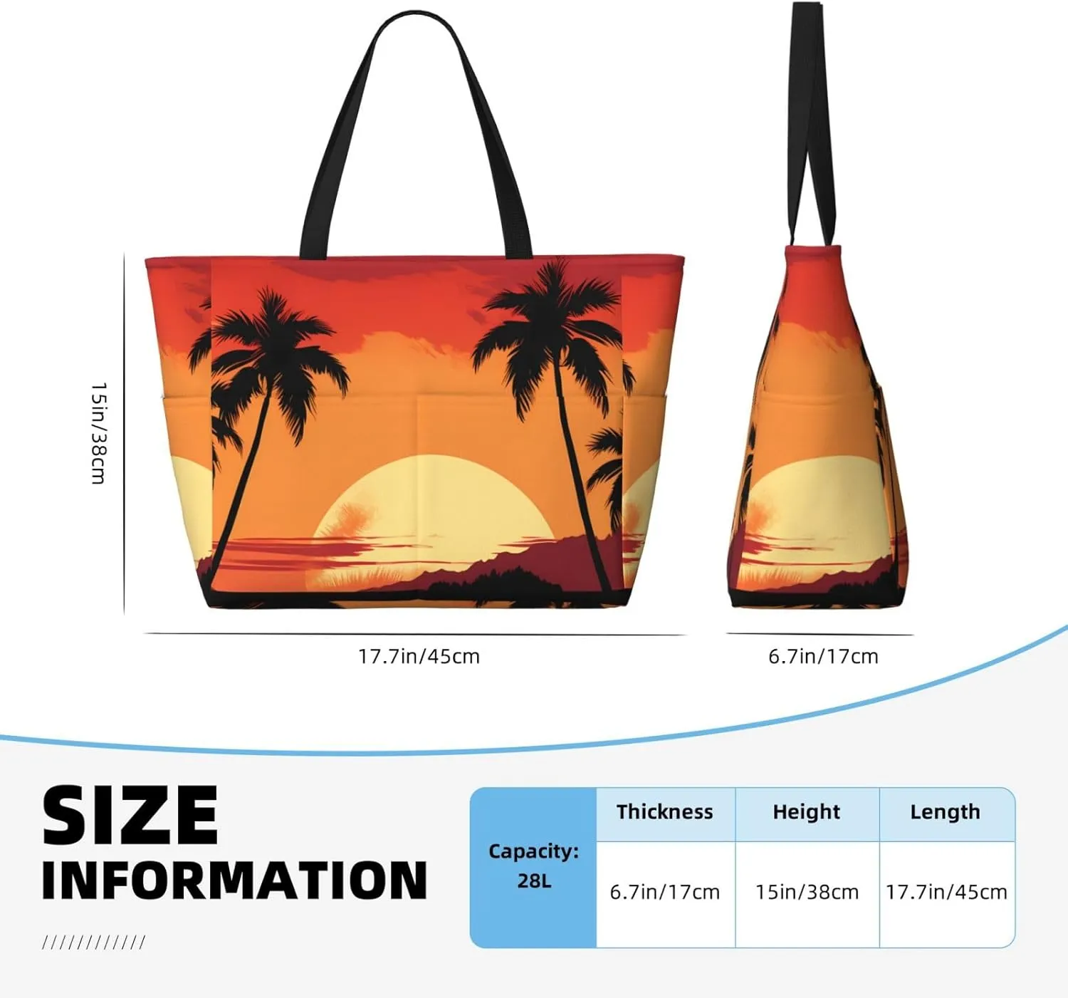 Hawaiian Print Large Beach Tote Bag Women Waterproof Sandproof Zipper Beach Tote Bag For Pool Gym Grocery Travel With Wet