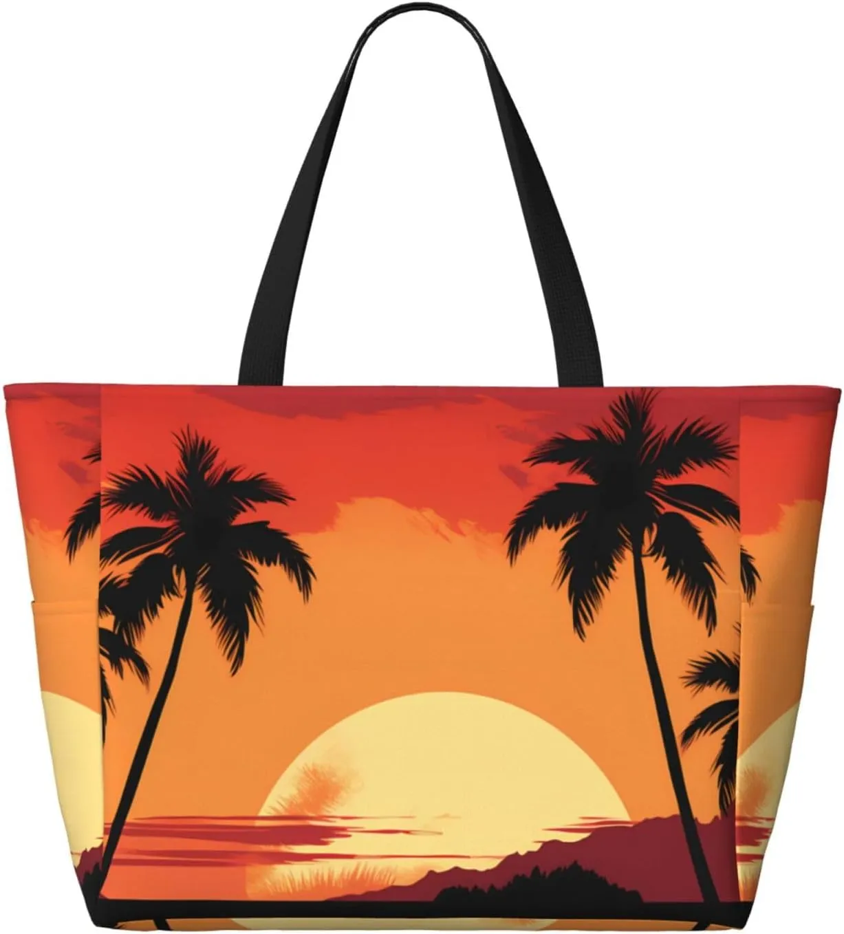 Hawaiian Print Large Beach Tote Bag Women Waterproof Sandproof Zipper Beach Tote Bag For Pool Gym Grocery Travel With Wet