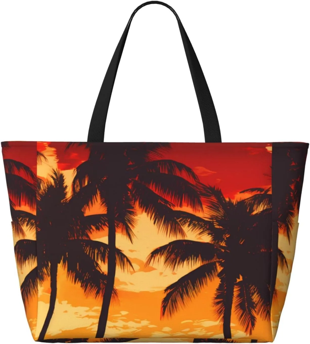 Hawaiian Print Large Beach Tote Bag Women Waterproof Sandproof Zipper Beach Tote Bag For Pool Gym Grocery Travel With Wet