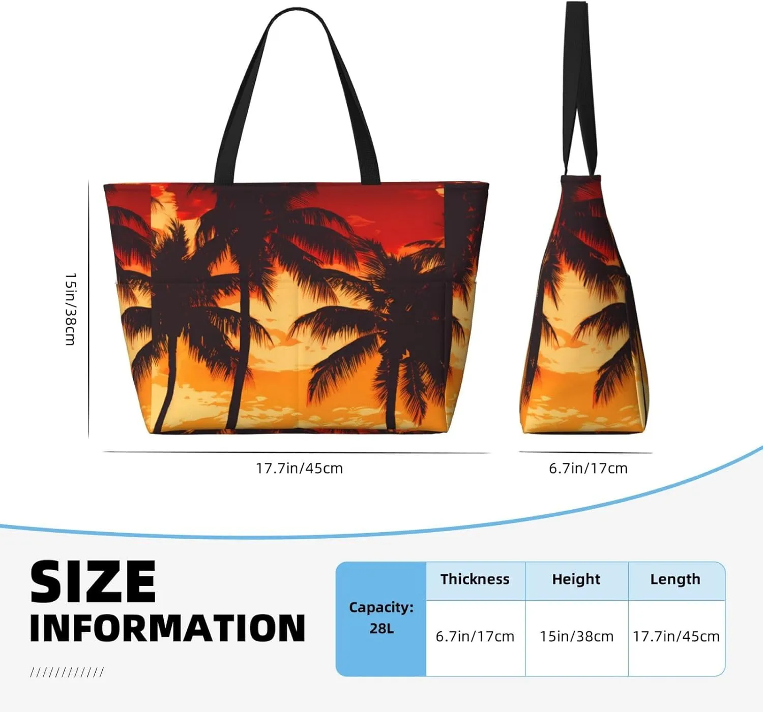 Hawaiian Print Large Beach Tote Bag Women Waterproof Sandproof Zipper Beach Tote Bag For Pool Gym Grocery Travel With Wet