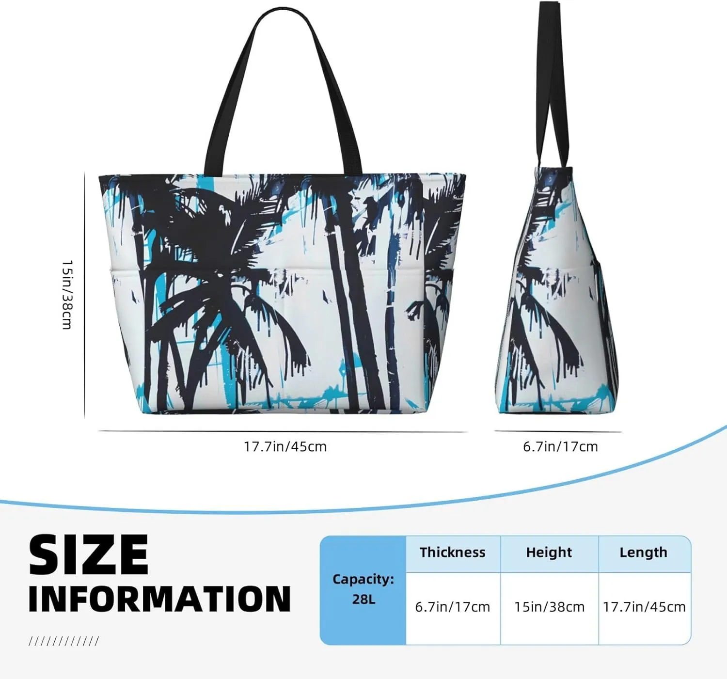 Hawaiian Print Large Beach Tote Bag Women Waterproof Sandproof Zipper Beach Tote Bag For Pool Gym Grocery Travel With Wet